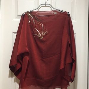 Tailored and beaded cold shoulder top size S-M